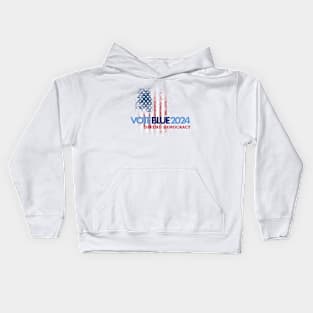 Vote Blue 2024 Defend Democracy Kids Hoodie